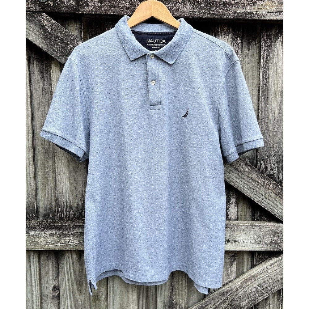 Nautica Performance Polo Shirt Men's XL Blue Golf Tennis Classicore Preppy